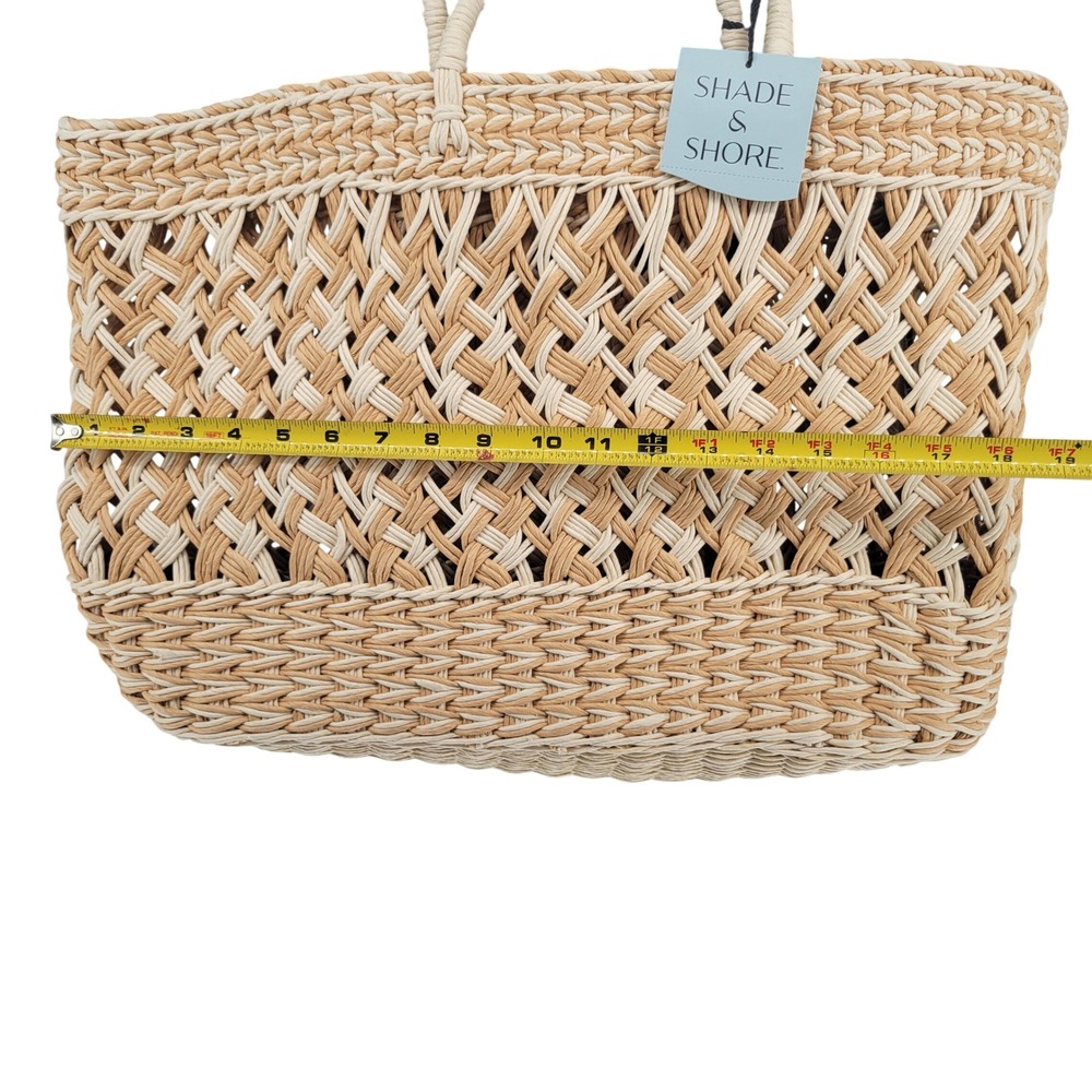 Shade & Shore Woven Straw Tote Bag Natural Cream Beach Handbag Ethically Crafted - Picture 2 of 5